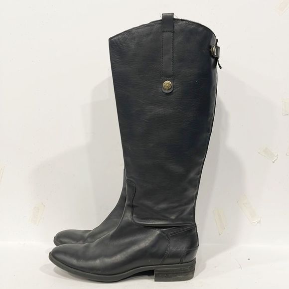 SAM EDELMAN Genuine Leather Wide Calf Penny2 Riding Boots Women’s Sz 8.5W Black - Picture 3 of 15